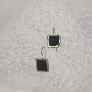 Silver and black earings